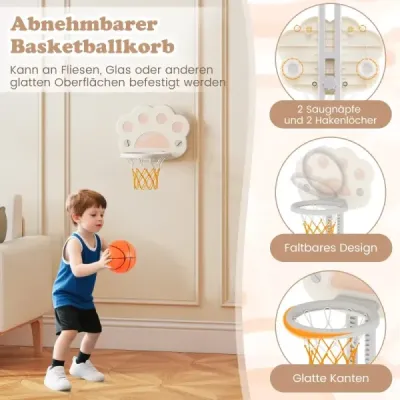 Dětský basketbalový koš 3 v 1 Dětské sportovní centrum s basketbalem, fotbalem a golfem šedé barvy