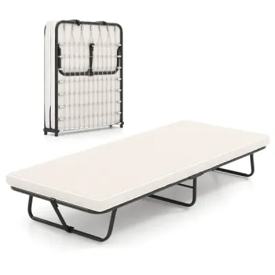 Postel pro hosty 190 x 80 cm s matrací Skládací jednolůžko do 170 kg Stabilní kovová postel