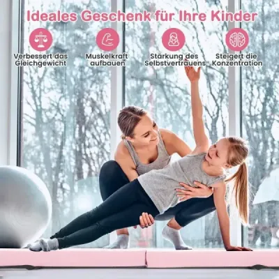 210 cm gymnastická kladina skládací gymnastická kladina protiskluzová kladina do 73 kg růžová