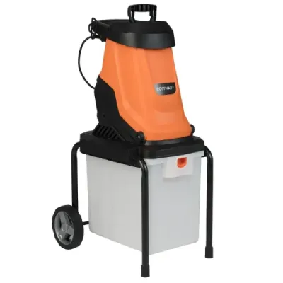 2800W Elektrický drtič s 50L sběrným zásobníkem Drtič dřeva Elektrický zahradní drtič Oranžový