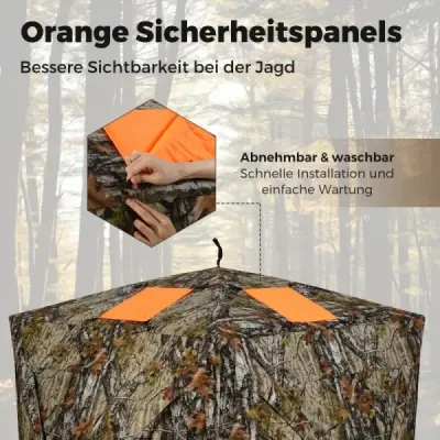 Jagdblind Přízemní stan pro 2 osoby s tichými posuvnými okny Přenosný vyskakovací maskovací stan