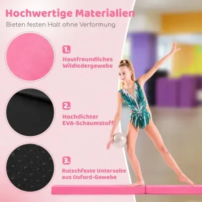 210 cm gymnastická kladina skládací gymnastická kladina protiskluzová kladina do 73 kg růžová