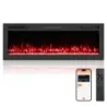 50" elektrický krb s ohřevem 750W/1500W vestavěný krb s dálkovým ovládáním a ovládáním pomocí aplikace WiFi