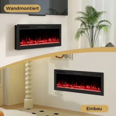 50" elektrický krb s ohřevem 750W/1500W vestavěný krb s dálkovým ovládáním a ovládáním pomocí aplikace WiFi
