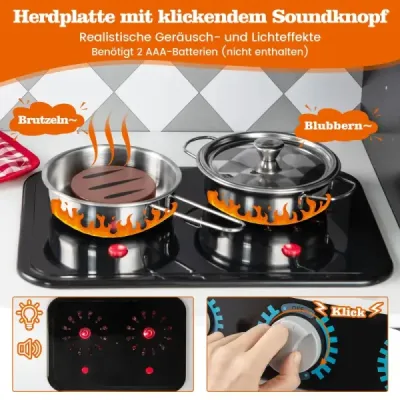 Dřevěná kuchyňka na hraní Kuchyňský set s výrobníkem zmrzliny Vařič Pračka Trouba Mikrovlnná trouba Kuchyňské náčiní Šedá barva