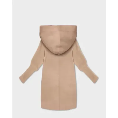 Dámská bunda tunika z alpaky s kapucí MODA905 svetlebéžová