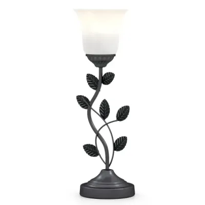 Vintage noční lampa se stínidlem z tulipánového skla a kovovými listy Retro noční lampa