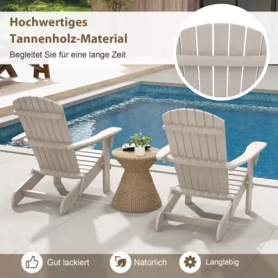 Židle Adirondack skládací Židle Adirondack dřevěná zahradní židle s vysokým opěradlem šedá