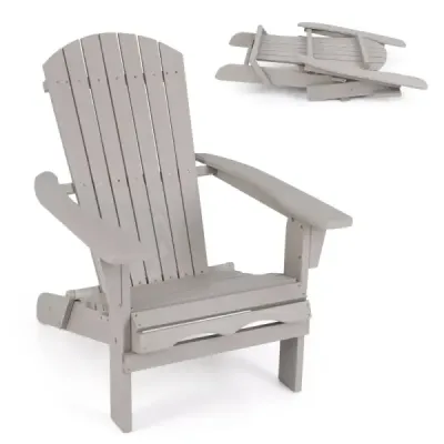 Židle Adirondack skládací Židle Adirondack dřevěná zahradní židle s vysokým opěradlem šedá