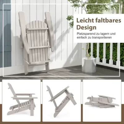 Židle Adirondack skládací Židle Adirondack dřevěná zahradní židle s vysokým opěradlem šedá
