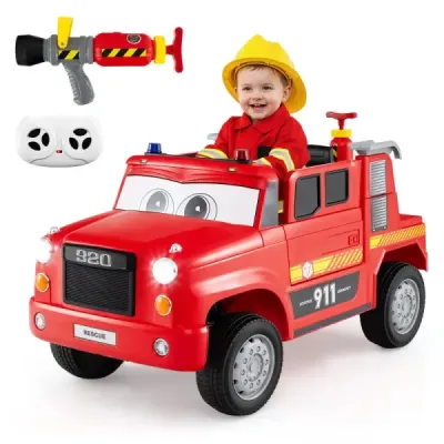 Dětské elektrické auto s vodní pistolí a dálkovým ovládáním, 12V elektrické hasičské auto