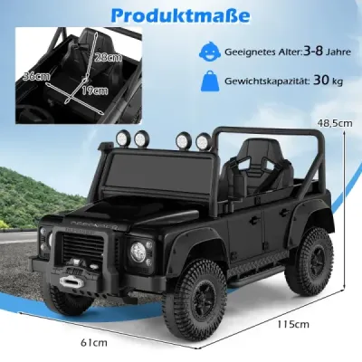 Elektrické auto Land Rover Defender pro děti s dálkovým ovládáním od rodičů, černé