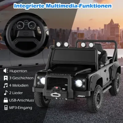 Elektrické auto Land Rover Defender pro děti s dálkovým ovládáním od rodičů, černé