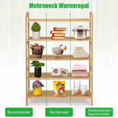 Bambus Schuhregal mit 5 Ebenen Schuhablage für 15 Paar Schuhe Schuhständer Schuh-Organizer