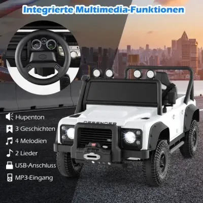 Elektrické auto Land Rover Defender pro děti s dálkovým ovládáním od rodičů, bílé