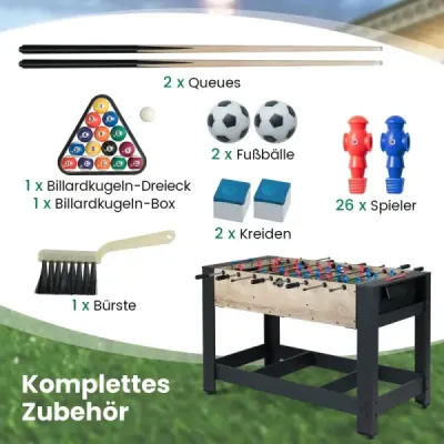 Otočný herní stůl 2 v 1 s kulečníkem a stolem na stolní fotbal, stolní fotbal, multifunkční stůl