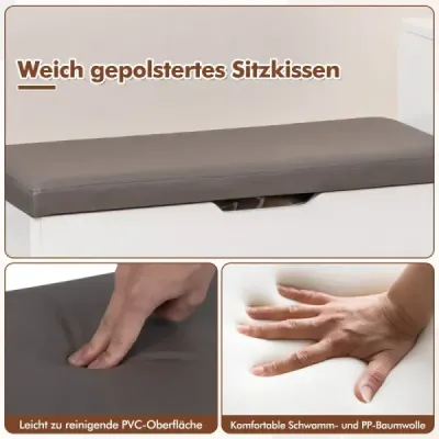 Botník s výklopným víkem, sedákem a 2 dvířky, botník/botník, 100 x 30 x 68 cm