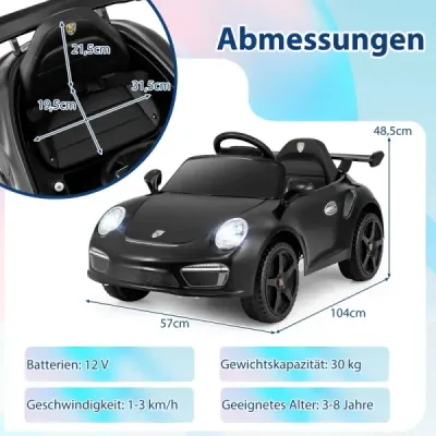 12V dětské elektrické auto s dálkovým ovládáním a pozvolným startem, licencované elektromobily Porsche, černé