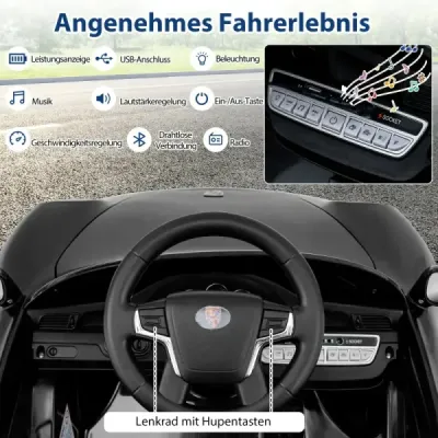 12V dětské elektrické auto s dálkovým ovládáním a pozvolným startem, licencované elektromobily Porsche, černé