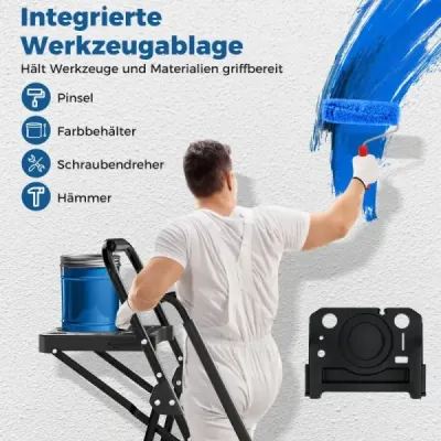 5stupňový žebřík s odkládací plochou na nářadí Sklopný žebřík s nosností do 150 kg Sklopný žebřík Stojací žebříky