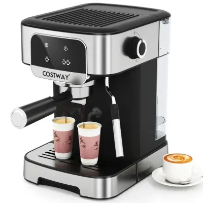 Espresso kávovar 20 barů 1200 W Espresso kávovar s napěňovačem mléka s parou 18l odnímatelná nádržka na vodu Černá