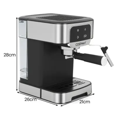 Espresso kávovar 20 barů 1200 W Espresso kávovar s napěňovačem mléka s parou 18l odnímatelná nádržka na vodu Černá