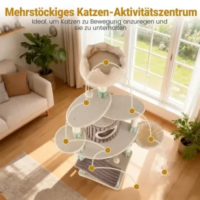 Velký kočičí strom se 2 kočičími jeskyněmi a velkou základnou, rohový kočičí strom, lezecký strom