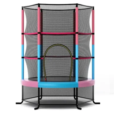 Ø165cm zahradní trampolína s bezpečnostní sítí Trampolína do 135KG s nosností pro děti od 3 let Macaron