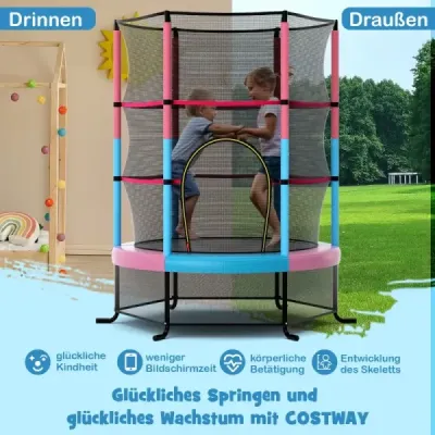Ø165cm zahradní trampolína s bezpečnostní sítí Trampolína do 135KG s nosností pro děti od 3 let Macaron