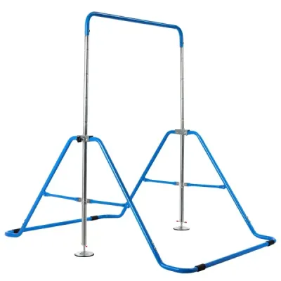 Dětská gymnastická hrazda, výškově nastavitelná, hrazda 90-130 cm, skládací, modrá