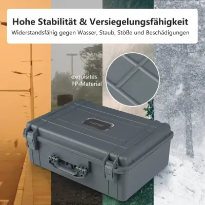 22" pevné pouzdro na fotoaparát, univerzální nastavitelné vodotěsné pevné pouzdro, šedé
