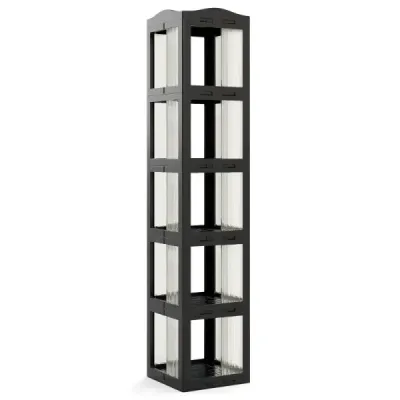 Otočná knihovna o 360°, Skládací volně stojící police, Průhledná kancelářská police, 36,5 x 36 x 174 cm, Černá