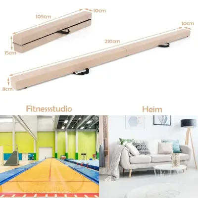 2,1m kladina na gymnastiku, trénink, skládací, odolná, fitness, hnědá