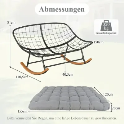 Houpací křeslo se silným polštářem Nadrozměrné houpací křeslo s nosností až 320 kg Relaxační křeslo