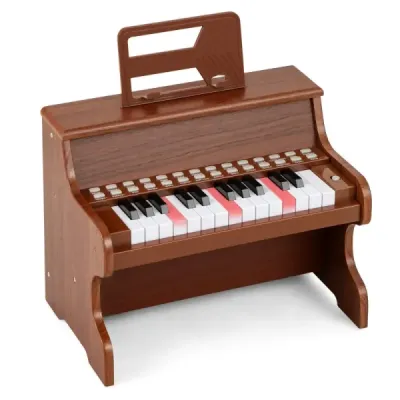 25klávesové mini digitální piano pro děti, elektrické piano s nastavitelnou rychlostí, hnědé