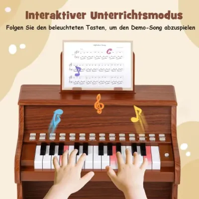 25klávesové mini digitální piano pro děti, elektrické piano s nastavitelnou rychlostí, hnědé