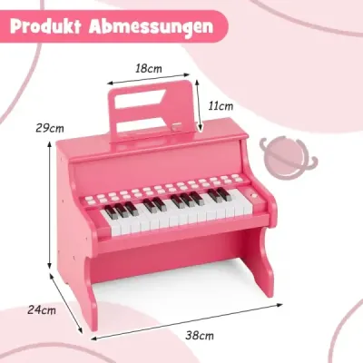 25klávesové mini digitální piano pro děti, elektrické piano s nastavitelnou rychlostí, růžové