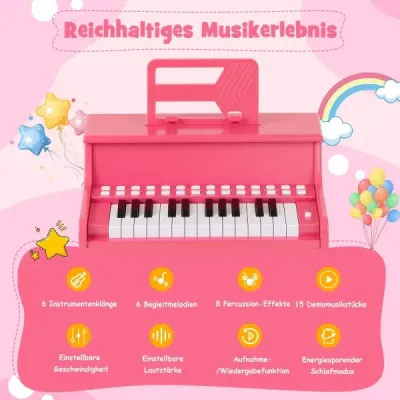 25klávesové mini digitální piano pro děti, elektrické piano s nastavitelnou rychlostí, růžové