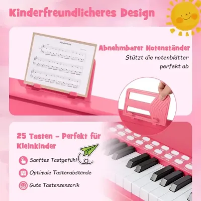 25klávesové mini digitální piano pro děti, elektrické piano s nastavitelnou rychlostí, růžové
