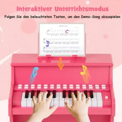 25klávesové mini digitální piano pro děti, elektrické piano s nastavitelnou rychlostí, růžové