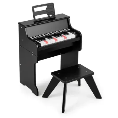 25klávesové mini digitální piano se stoličkou, dětské piano s nastavitelnou rychlostí, černé