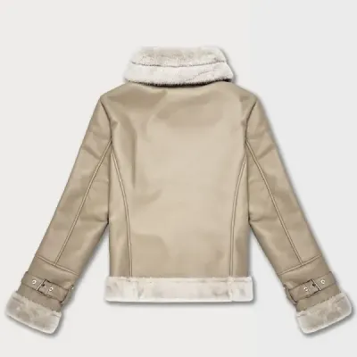 Dámská koženková zimní bunda MODA8025 tmavě béžová