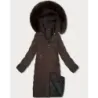 Dlouhá dámská zimní bunda MODA7665 hnědá