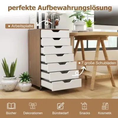 Mobilní podstavec se 7 zásuvkami mobilní kartotéka s kolečky kancelářský podstavec příroda