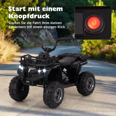 6V dětská elektrická čtyřkolka s funkcí jízdy vpřed a vzad, dětská čtyřkolka, elektrické auto, černé