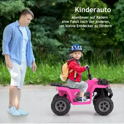 6V dětská elektrická čtyřkolka s funkcí jízdy vpřed a vzad, dětská čtyřkolka, elektrické auto, růžová