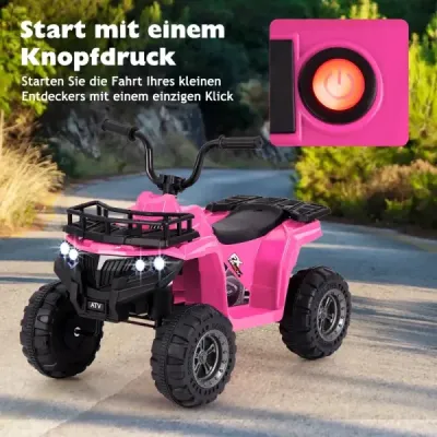 6V dětská elektrická čtyřkolka s funkcí jízdy vpřed a vzad, dětská čtyřkolka, elektrické auto, růžová