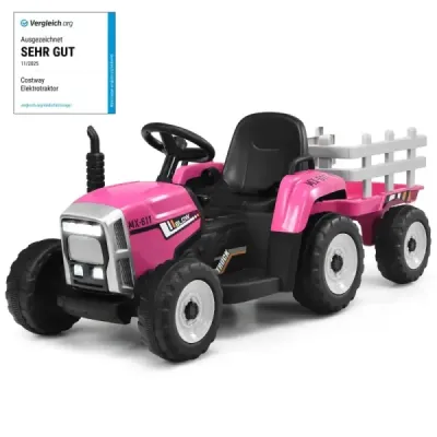 12 V dětský traktor s přívěsem Elektrické autíčko na baterie žluté