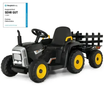 12 V dětský traktor s přívěsem Elektrické autíčko na baterie žluté
