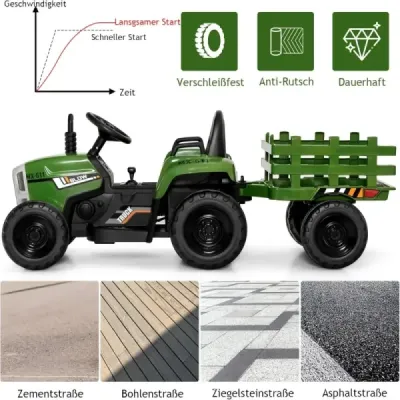 12 V dětský traktor s přívěsem Elektrické autíčko na baterie žluté
